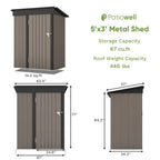 Patiowell 5x3 FT Outdoor Storage Shed