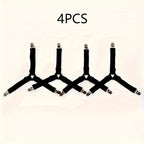 4 Piece Black Anti Slip Triangular Fixator with Adjustable Elasticity, Suitable for Fixing Bed Sheets, Tablecloths, Etc