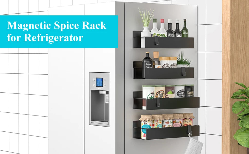 4 Pack Magnetic Spice Storage Rack Organizer