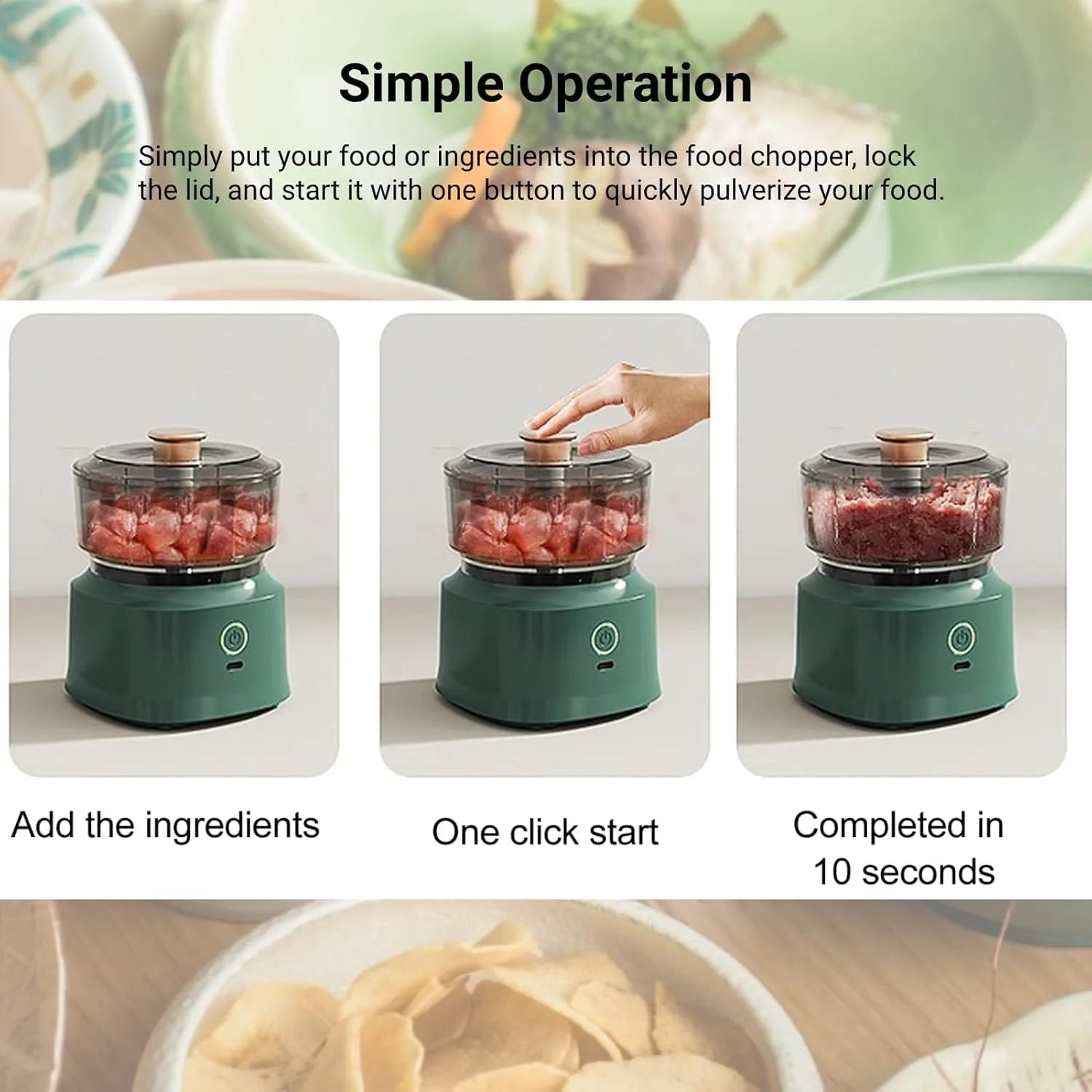 Electric Mini Food Chopper USB Rechargeable