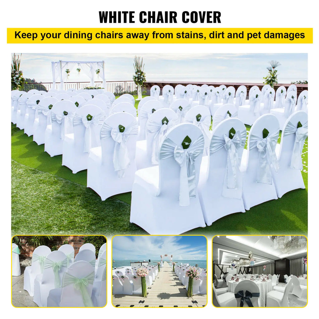 SucceBuy12/30/50/100Pcs Wedding Chair Cover Spandex Stretch Slipcover