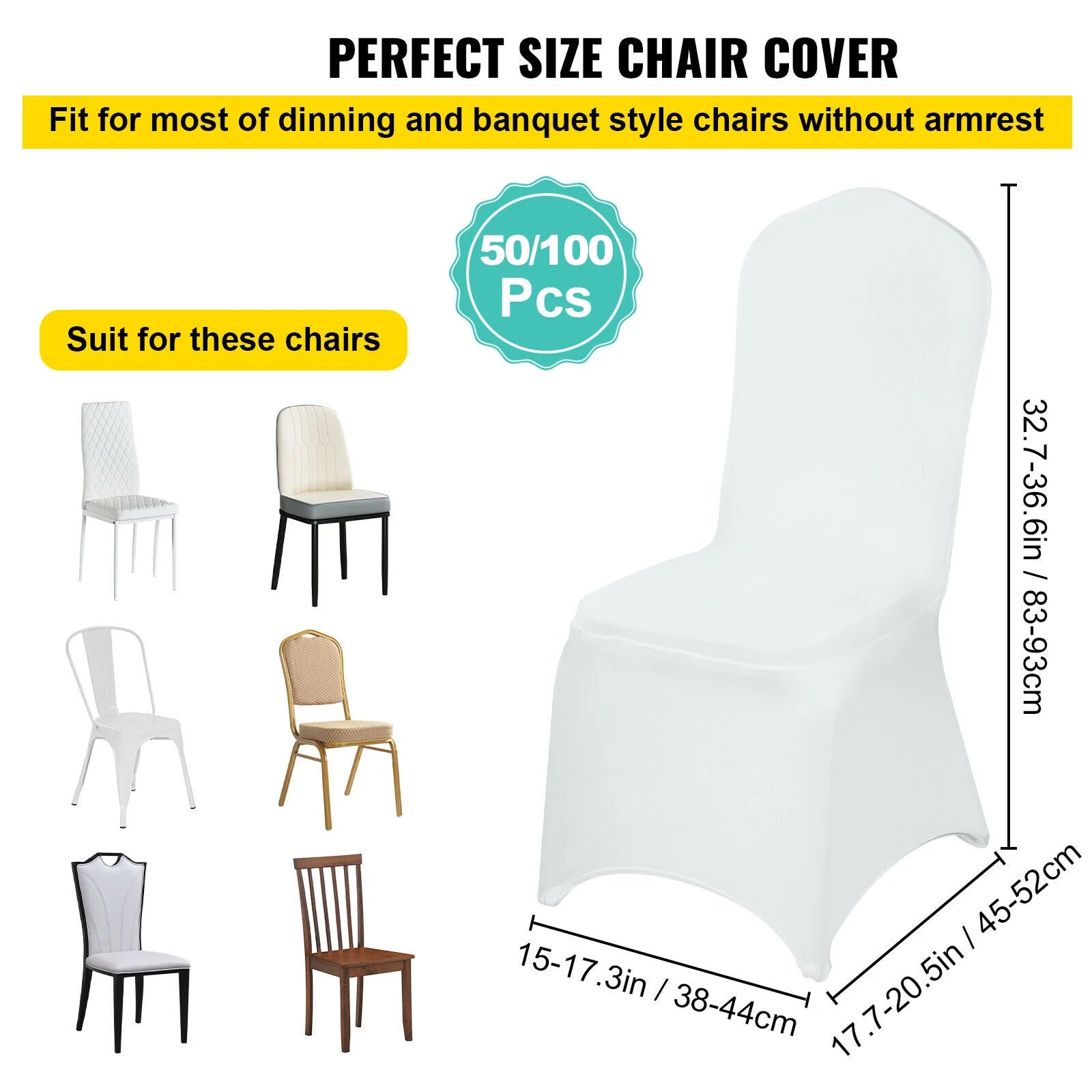 SucceBuy12/30/50/100Pcs Wedding Chair Cover Spandex Stretch Slipcover