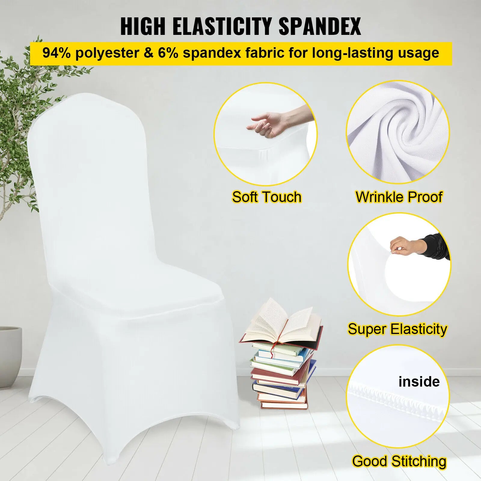 SucceBuy12/30/50/100Pcs Wedding Chair Cover Spandex Stretch Slipcover