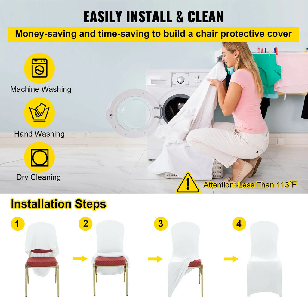 SucceBuy12/30/50/100Pcs Wedding Chair Cover Spandex Stretch Slipcover