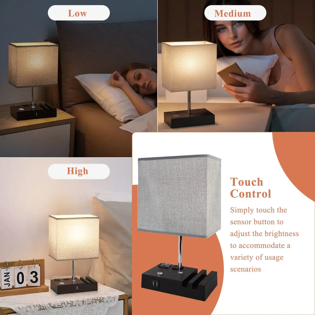 SZRSTH 15.7" Bedside Table Lamp for Bedroom