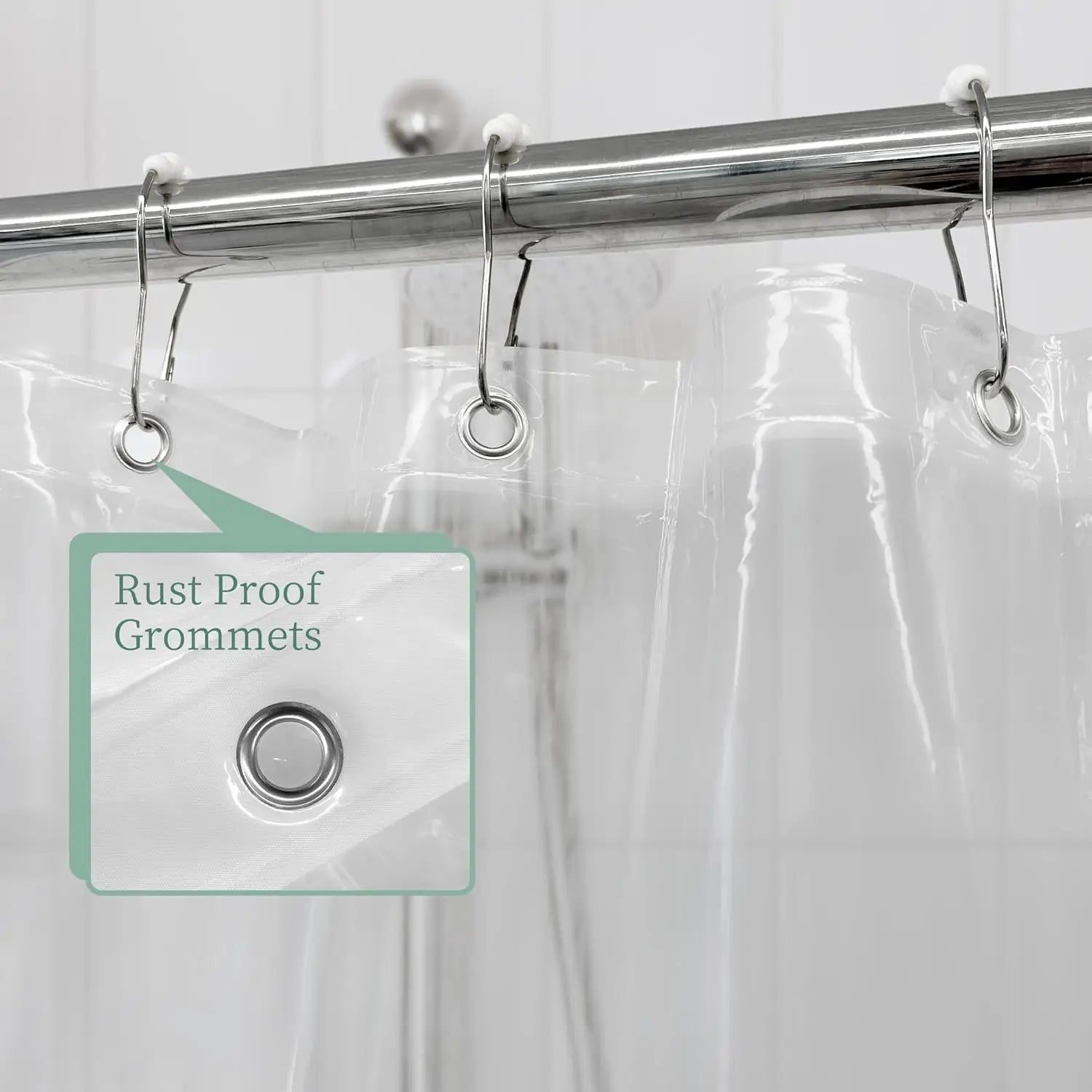 Clear Shower Curtain Liner with Magnets