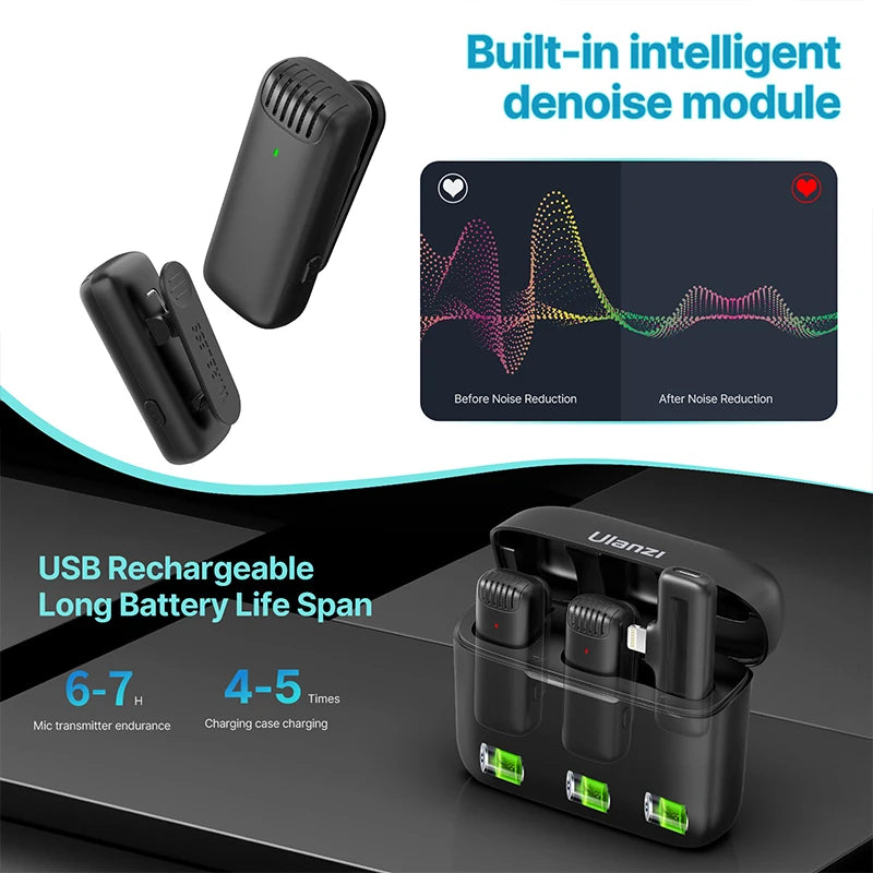 J12 Wireless Lavalier Microphone Audio Video Recording