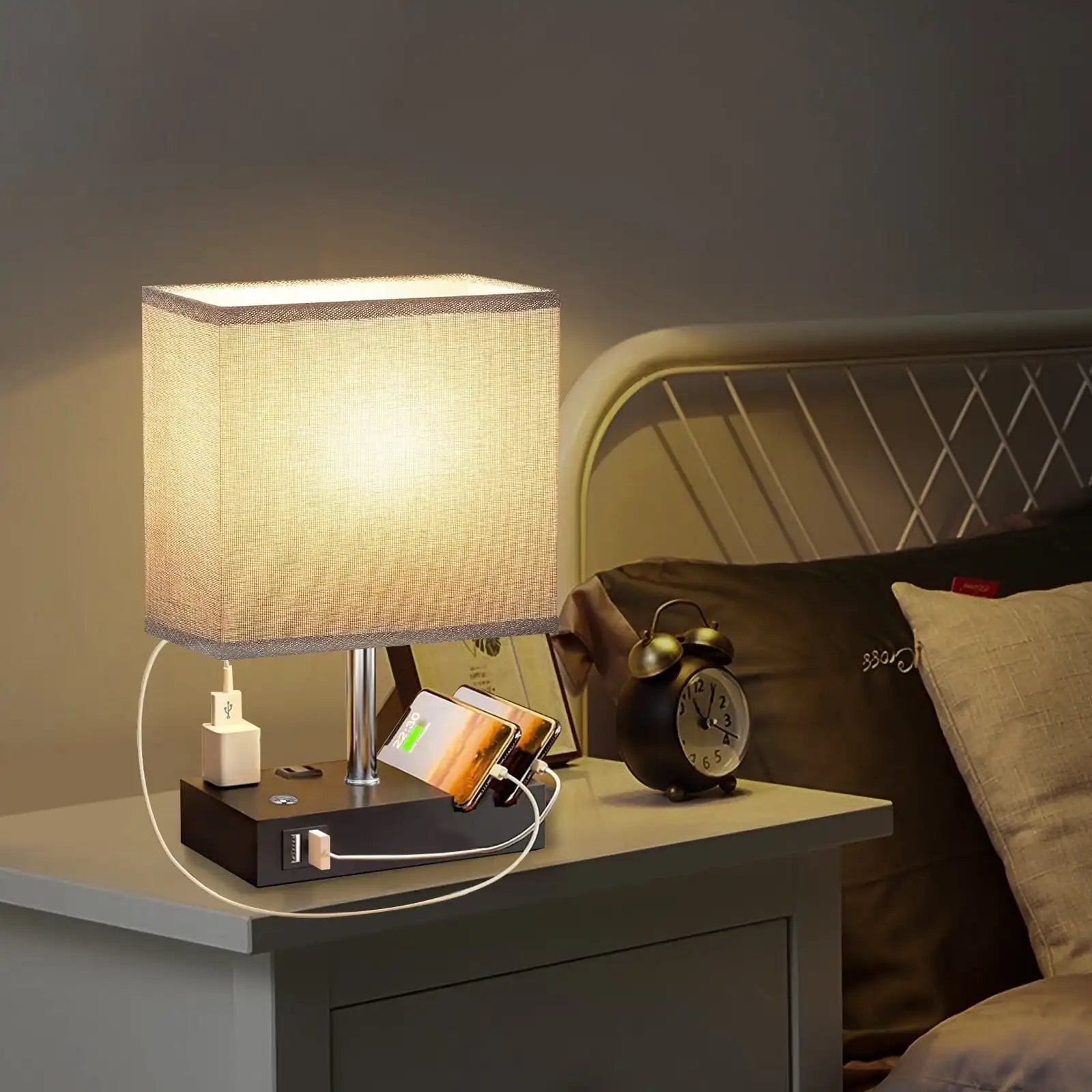 SZRSTH 15.7" Bedside Table Lamp for Bedroom