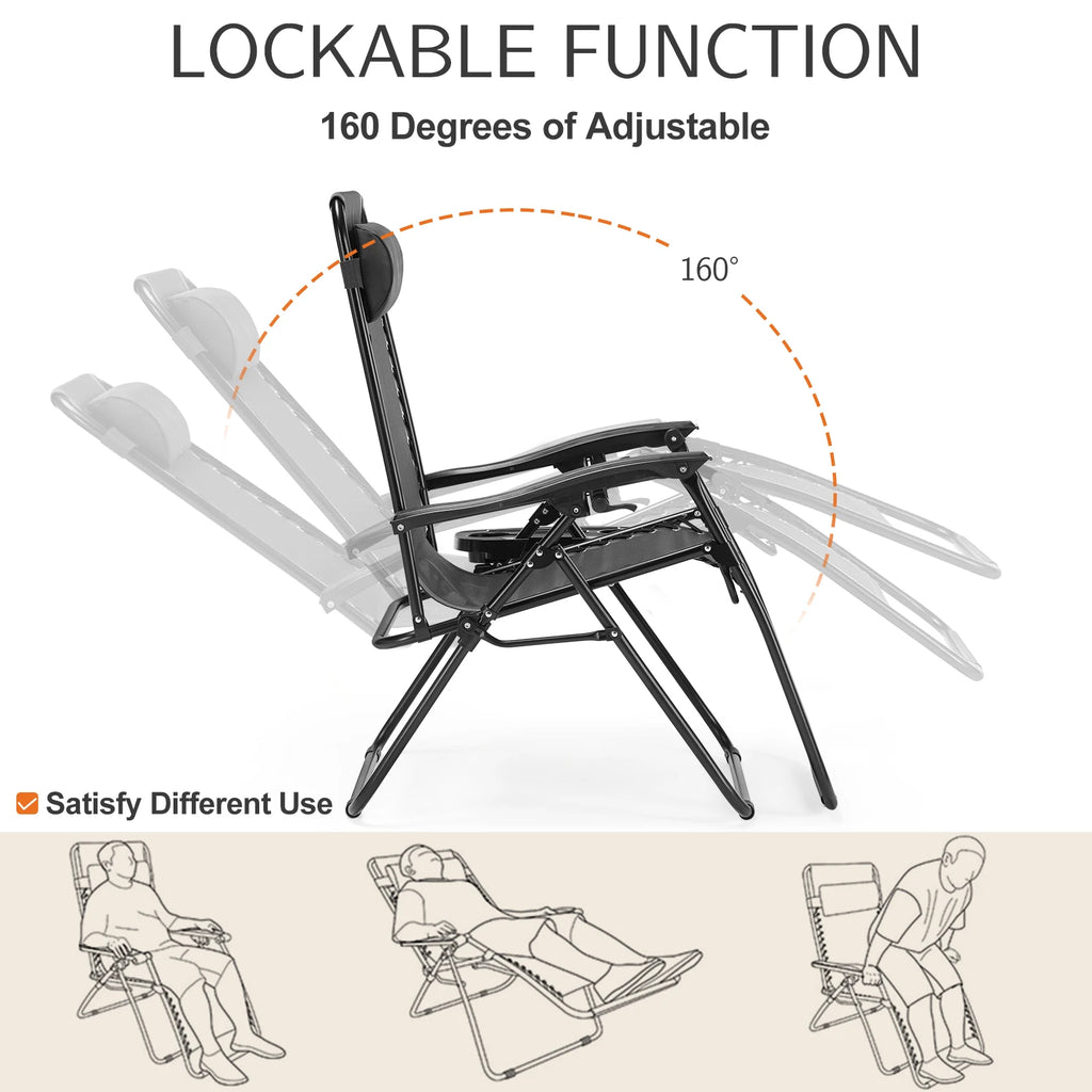 JHK Zero Gravity Set of 2 Portable