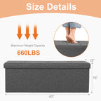43 Inches Ottoman Bench Foldable Storage Chest