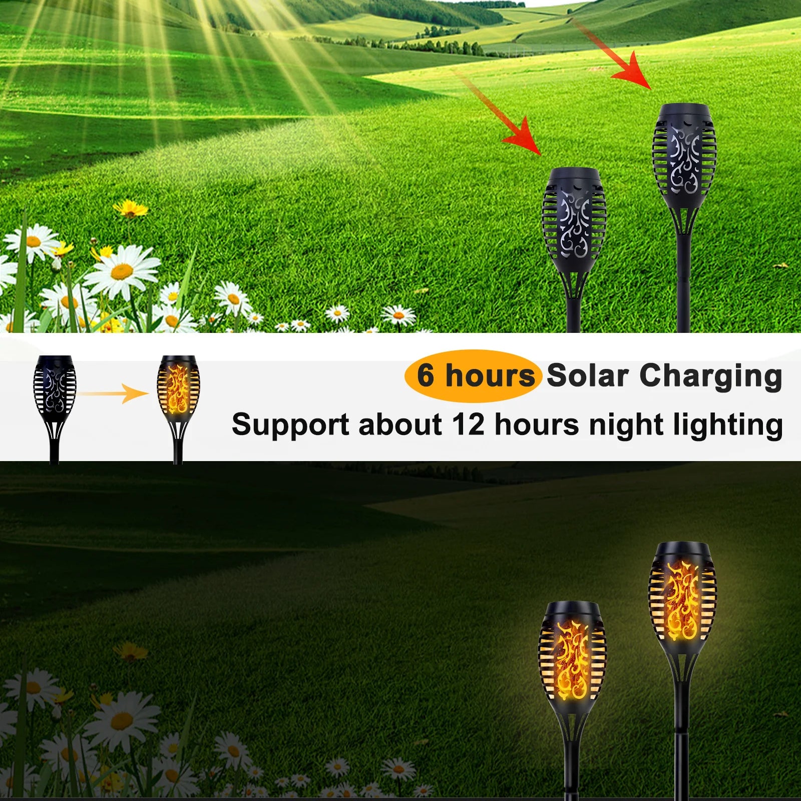 Solar Lights Outdoor LED 4/6/812Pcs Solar Torch
