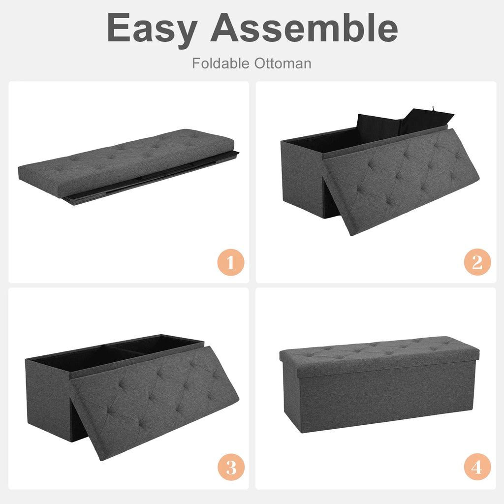 43 Inches Ottoman Bench Foldable Storage Chest