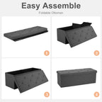 43 Inches Ottoman Bench Foldable Storage Chest