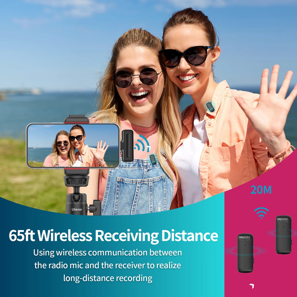 J12 Wireless Lavalier Microphone Audio Video Recording