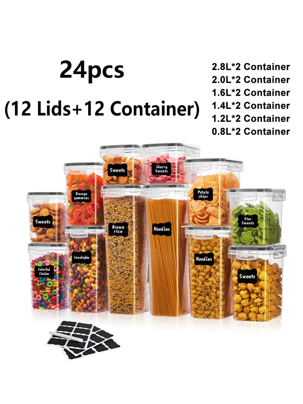 24pcs，Sealed food storage containers with LIDS