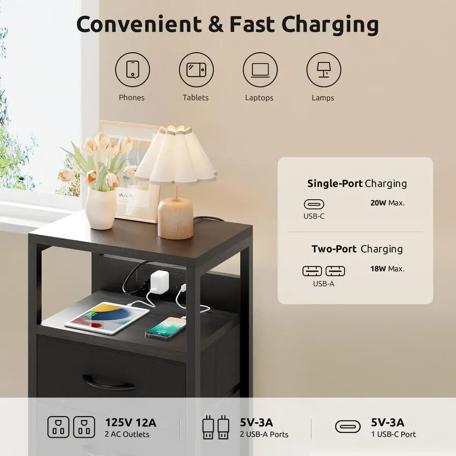Bedside Charging Table Bedroom Night Stand