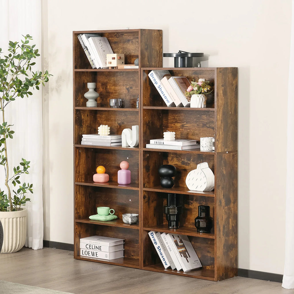 6 Tier Wooden Shelf Bookcase 63 Inch