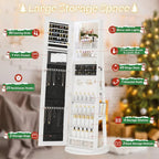 Standing Mirror Jewelry Cabinet Lockable Storage Organizer