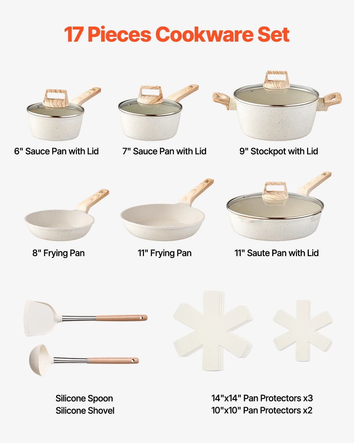 VEVOR 17 Piece Pots and Pans Set