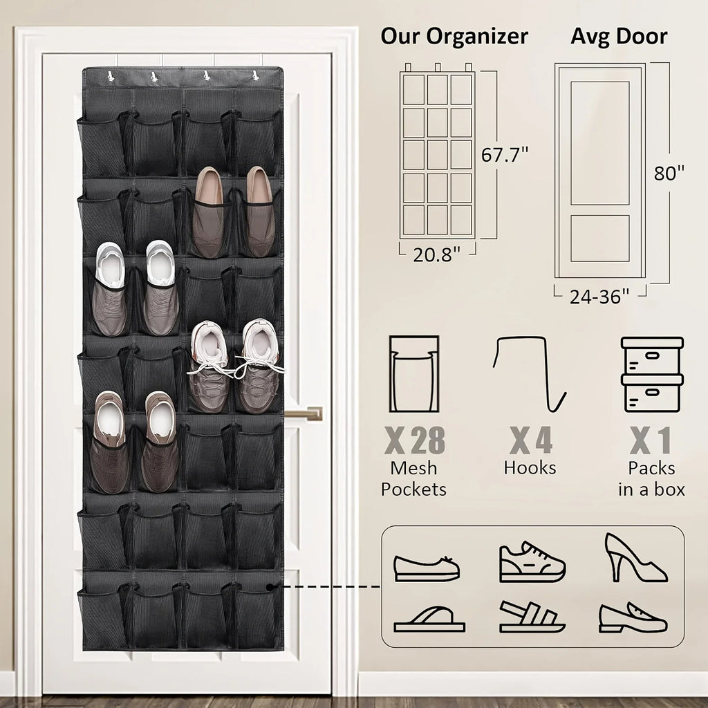Grid Transparent Fabric Hanging Organizer Foldable Storage