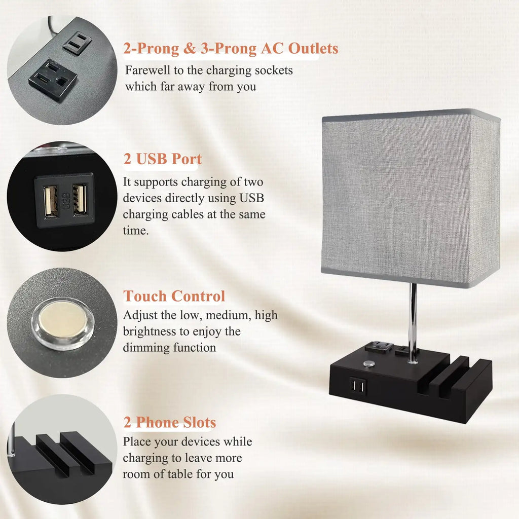 SZRSTH 15.7" Bedside Table Lamp for Bedroom