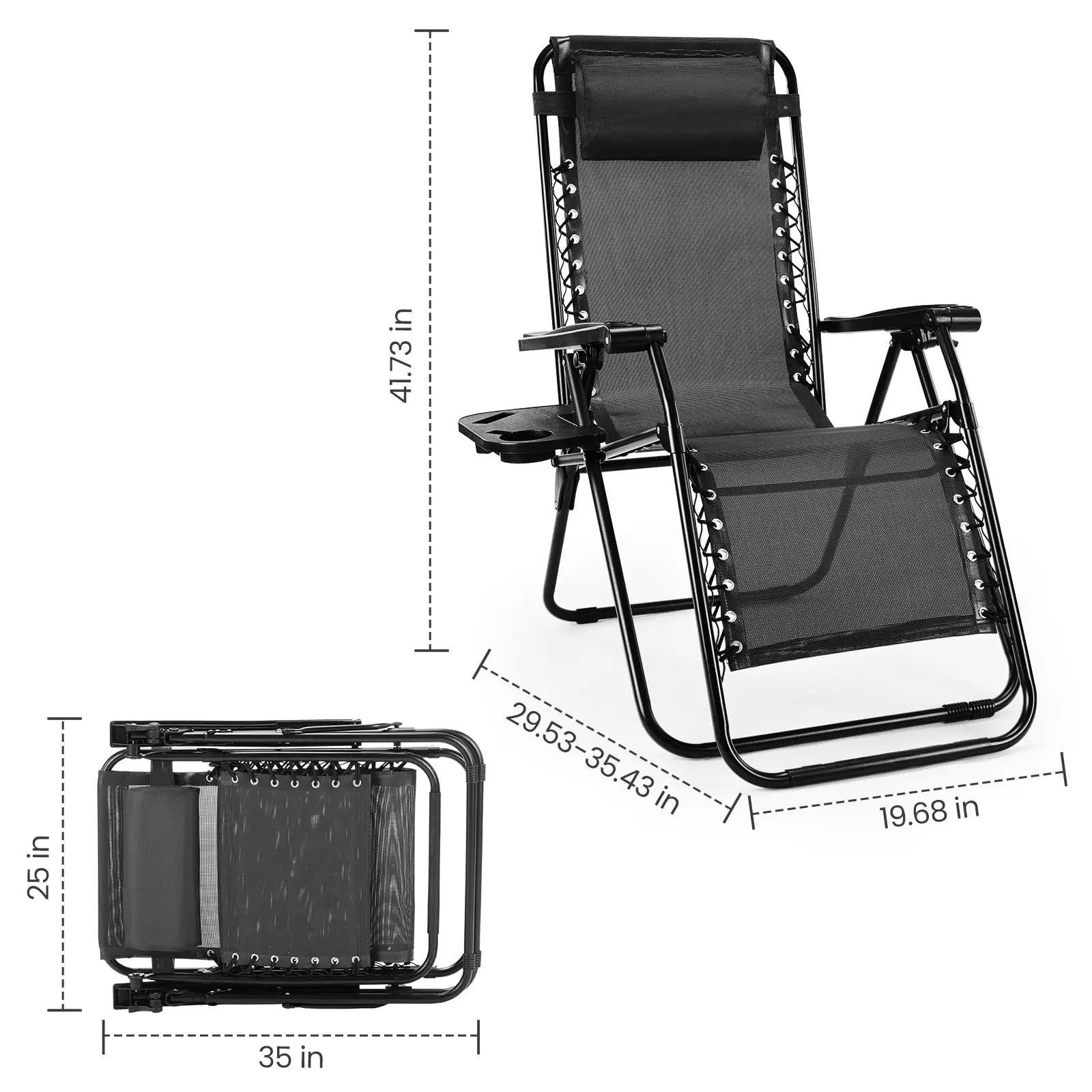 JHK Zero Gravity Set of 2 Portable