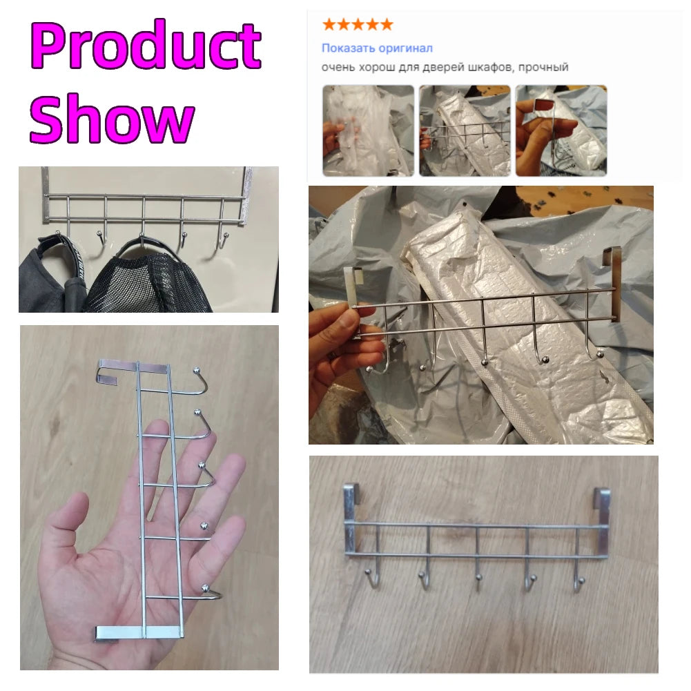Bold Stainless Steel 5-hook Cabinet Door