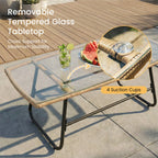 JHK Outdoor Wicker Patio Furniture Set 4 Pieces with Soft Cushion and Glass Table Manual Weaving Patio Chairs For Garden Lawn