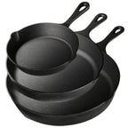3PCS Pre-Seasoned Cast Iron Skillet Set