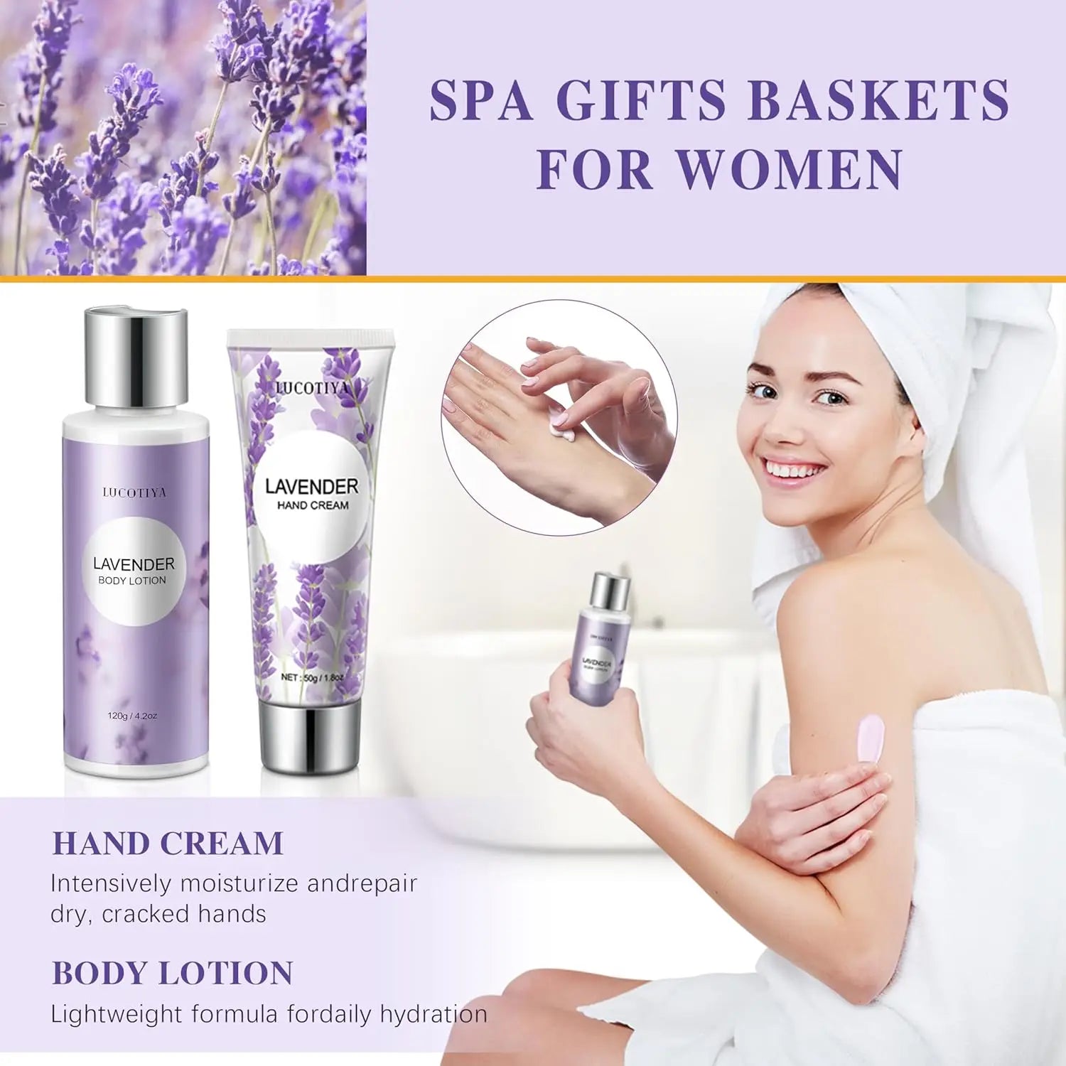 Lavender Spa Gift Basket for Women