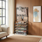 5-Tier Metal Coat Rack with Shoe