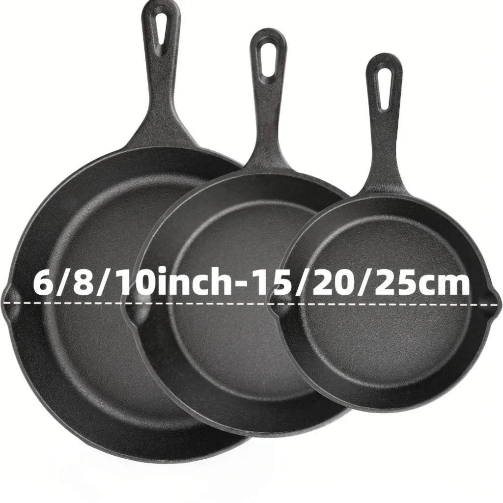 3PCS Pre-Seasoned Cast Iron Skillet Set
