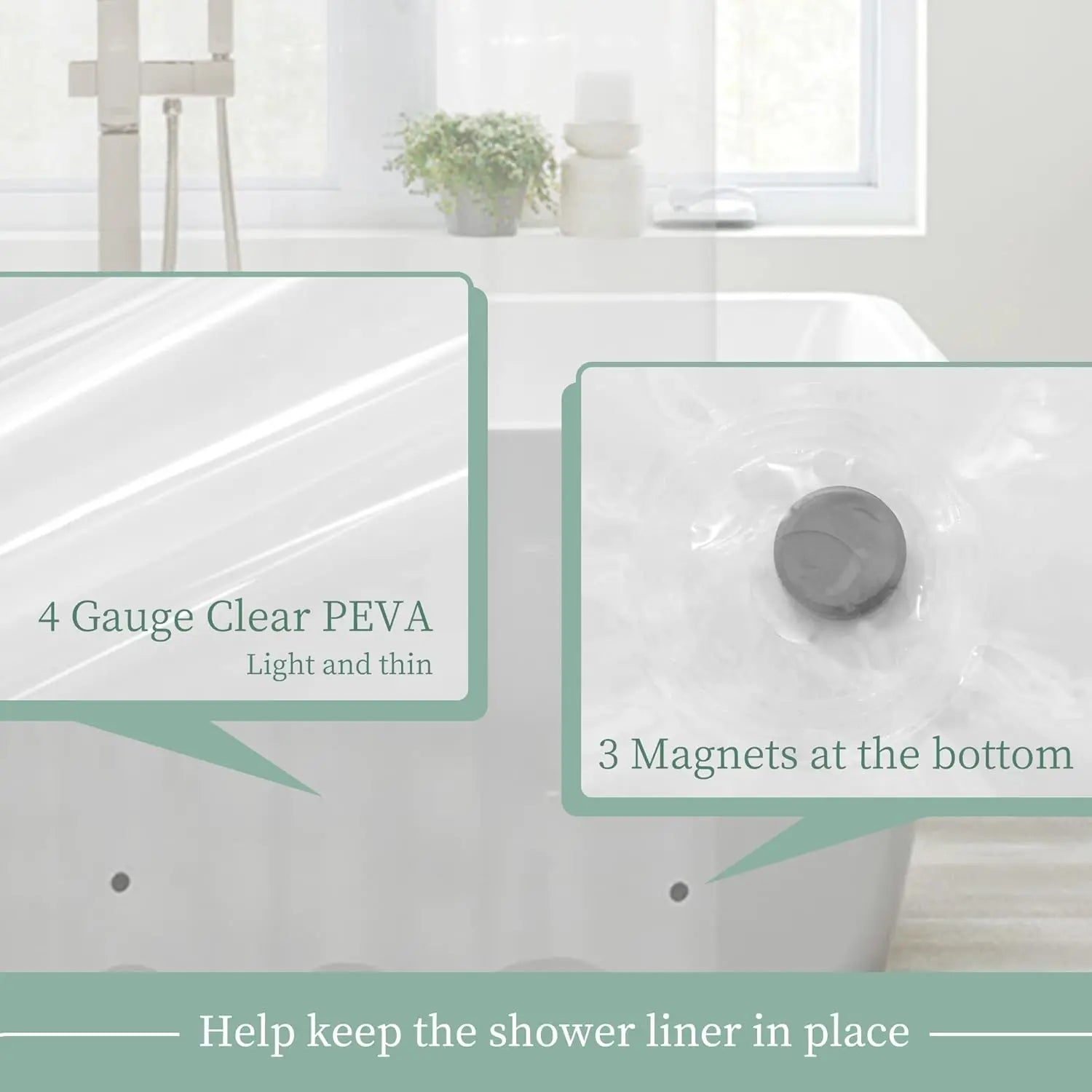 Clear Shower Curtain Liner with Magnets