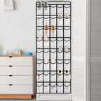Grid Transparent Fabric Hanging Organizer Foldable Storage