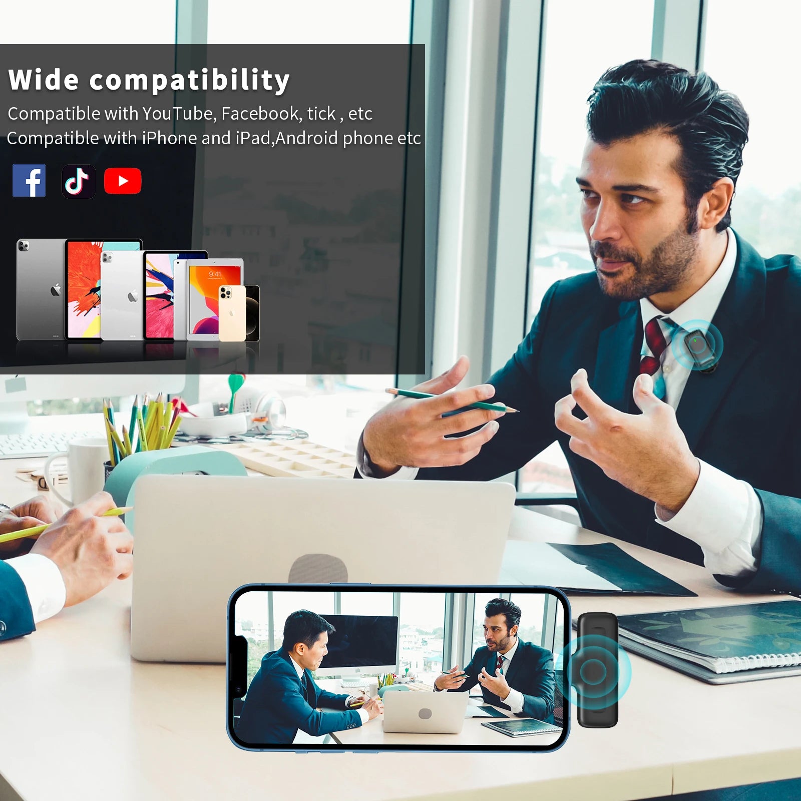 J12 Wireless Lavalier Microphone Audio Video Recording