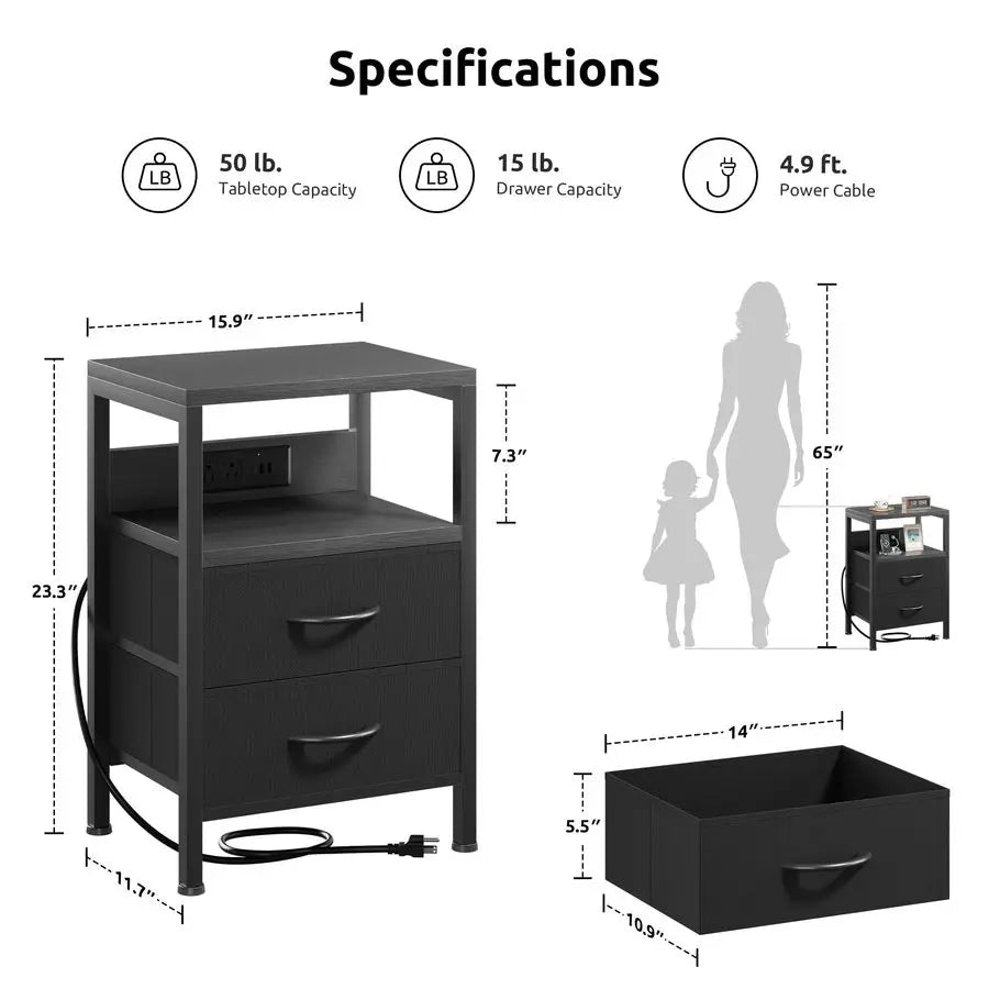 Bedside Charging Table Bedroom Night Stand