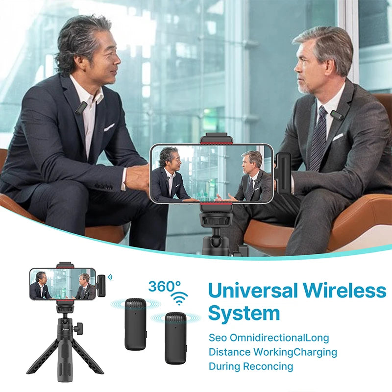 J12 Wireless Lavalier Microphone Audio Video Recording
