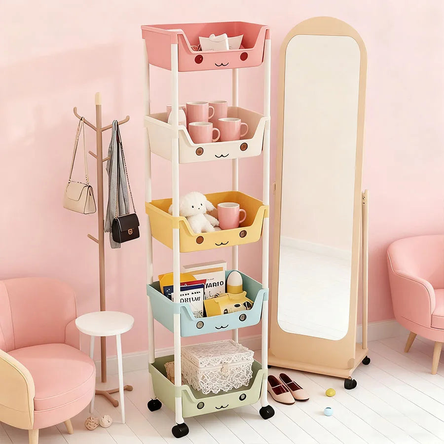 3/5-layer plastic storage rack, multifunctional storage