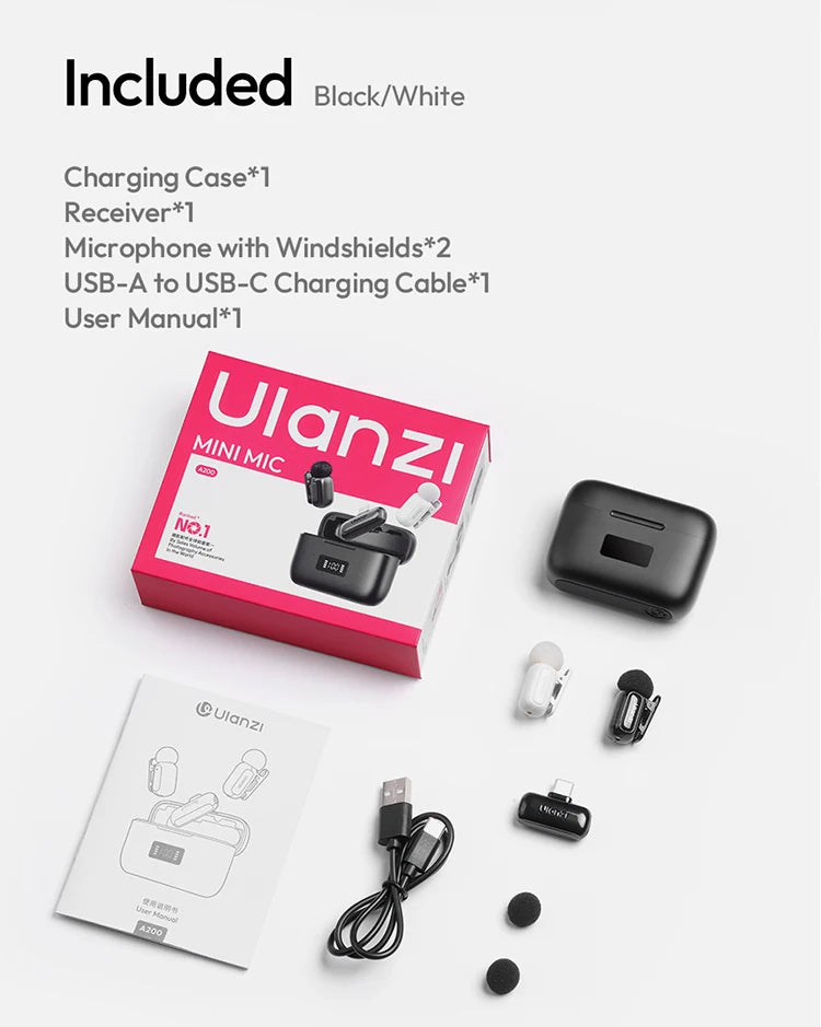 J12 Wireless Lavalier Microphone Audio Video Recording