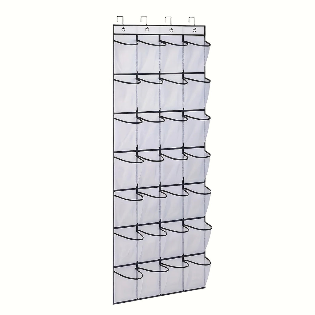 Grid Transparent Fabric Hanging Organizer Foldable Storage
