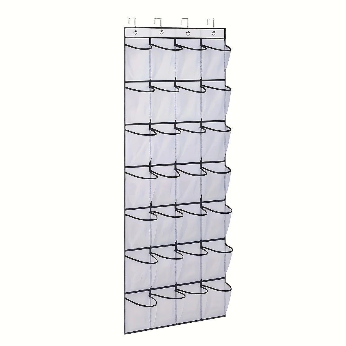 Grid Transparent Fabric Hanging Organizer Foldable Storage