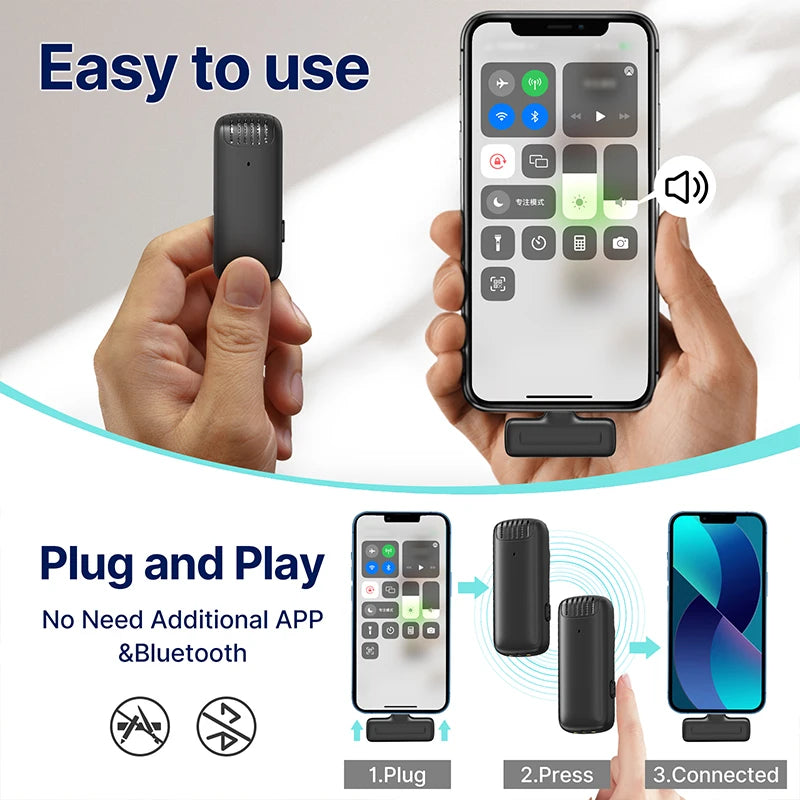 J12 Wireless Lavalier Microphone Audio Video Recording