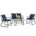 JHK Outdoor Wicker Patio Furniture Set 4 Pieces with Soft Cushion and Glass Table Manual Weaving Patio Chairs For Garden Lawn